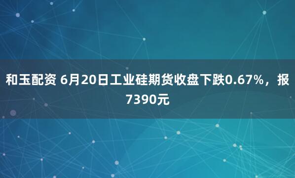 和玉配资 6月20日工业硅期货收盘下跌0.67%，报7390元